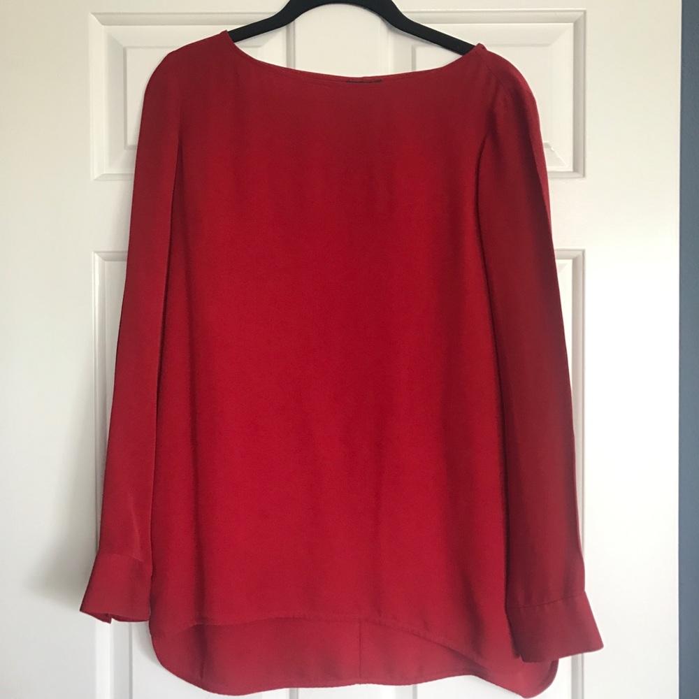Theory Red Silk Blouse